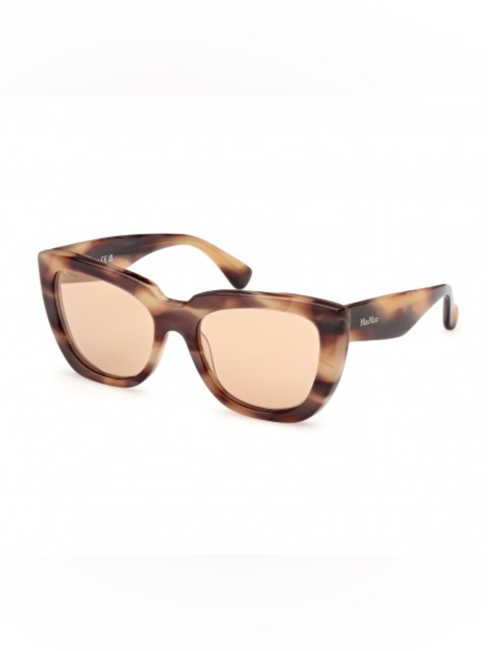 MaxMara Sunglasses Glimpse4 MM0090 47G Brown Horn Cat-Eye Sunglasses